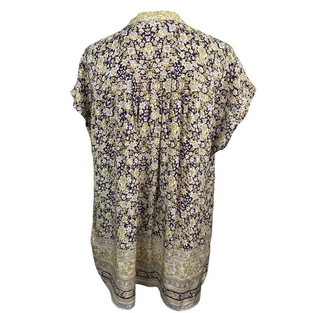 Lucky Brand 100% Silk Tassel Tie Floral Boho Blouse NWT Size Small Beige Top - Picture 6 of 10